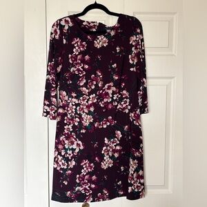 Tommy Hilfiger Burgundy Floral Long Sleeve Dress